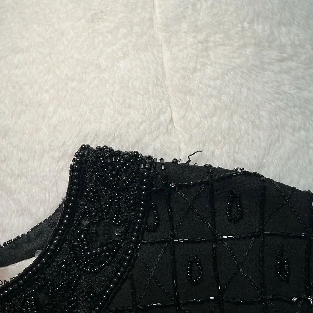 Vintage Black Beaded Short Sleeve Women's Top - Picture 10 of 12